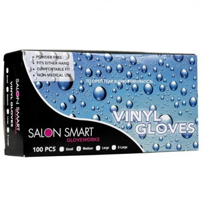Salon Smart Vinyl Disposable Gloves - Black Medium 100pk 